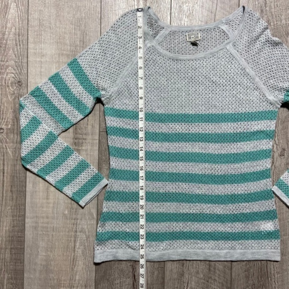 Converse‎ One Star Large Women’s Crochet Knit Striped Sweater Gray Mint - Picture 3 of 10